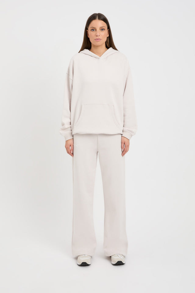 BRUSHED RIBBED TROUSERS - Oyster-white