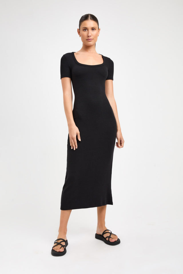 product Morgan Midi Dress Kookai Straight Midi Fitted Scoopneck black womens-dresses 