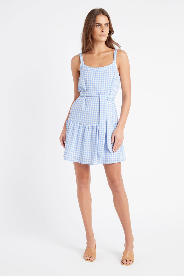 Blue Gingham Mini Dress