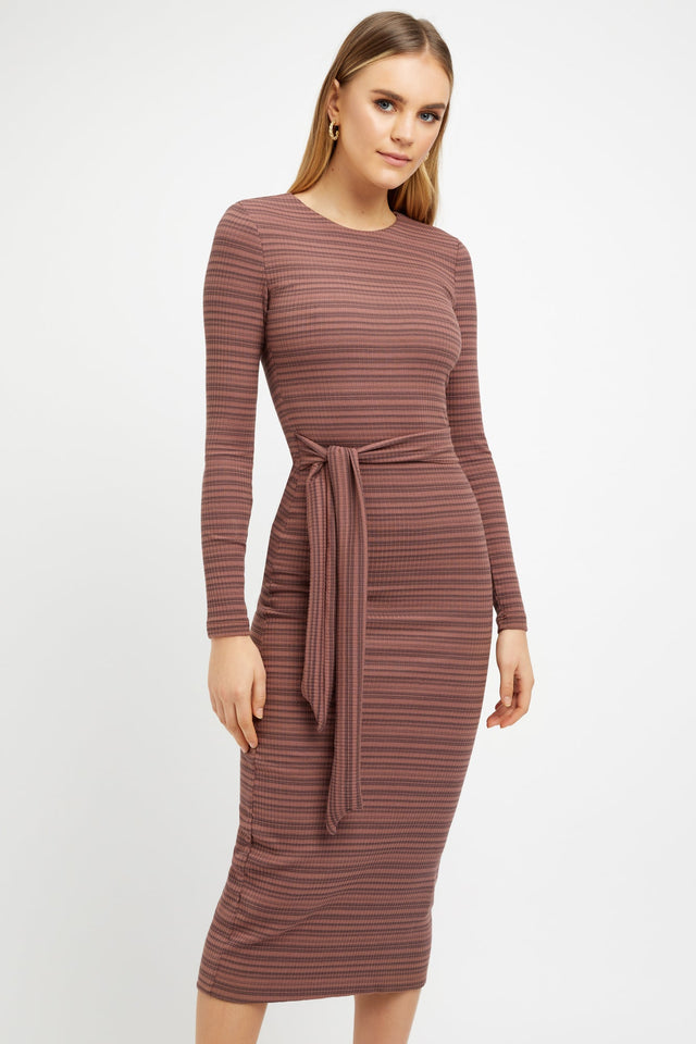 product Dakota Midi Dress Kookai Bodycon Midi Fitted Roundneck brown womens-dresses 