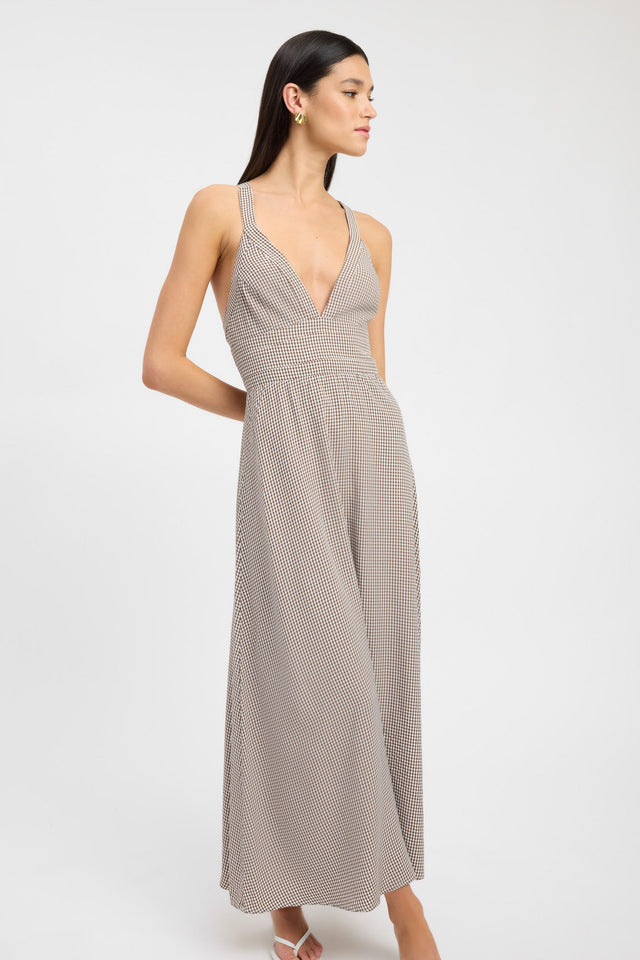 product Brady Vee Dress Kookai Fit-and-flare Maxi Relaxed Plungeneck brown womens-dresses 