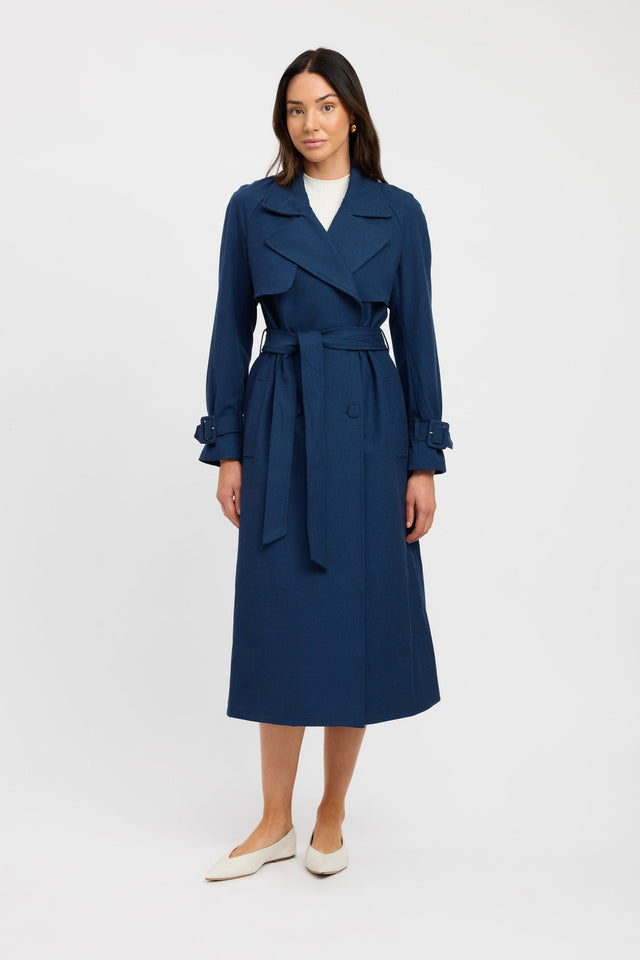 Berlin Trench Kookai Long sleeve Trench-coat Full length darkblue womens-coats-and-jackets 