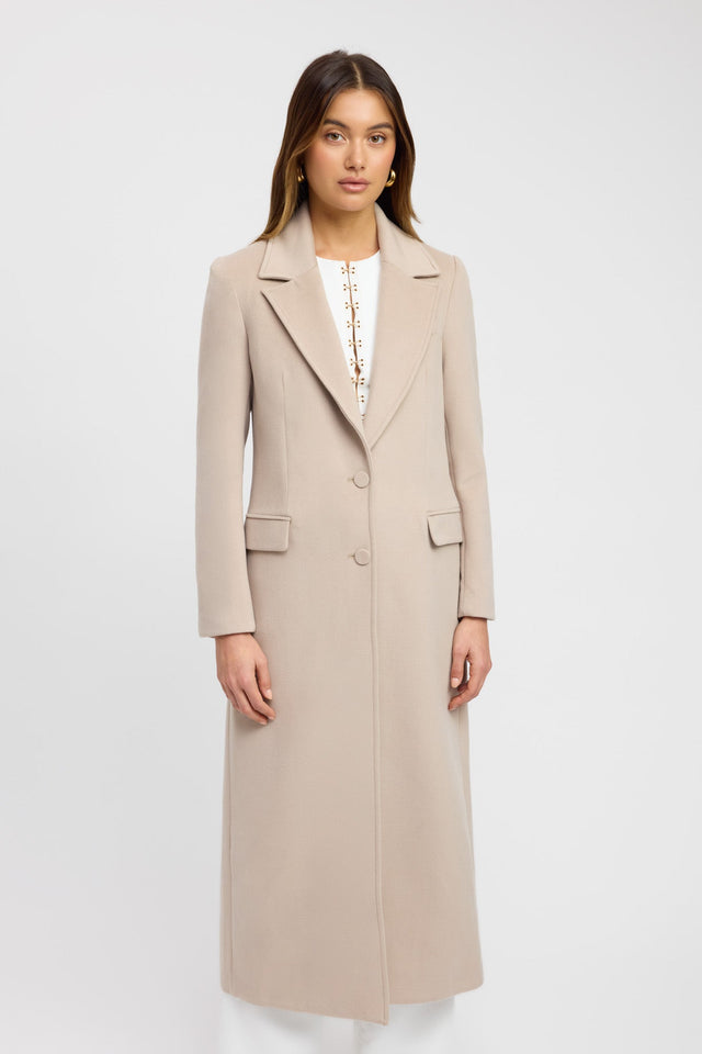 product Vienna Core Coat Kookai Long sleeve Overcoat Full length beige womens-coats-and-jackets 