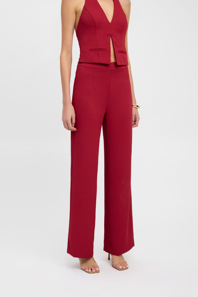 front Oyster Pants Kookai Wide-leg Mid-rise red womens-regular-pants 