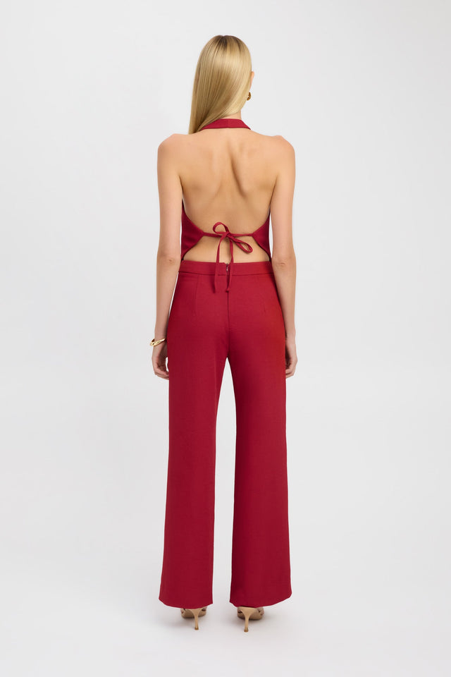 product Oyster Pants Kookai Wide-leg Mid-rise red womens-regular-pants 