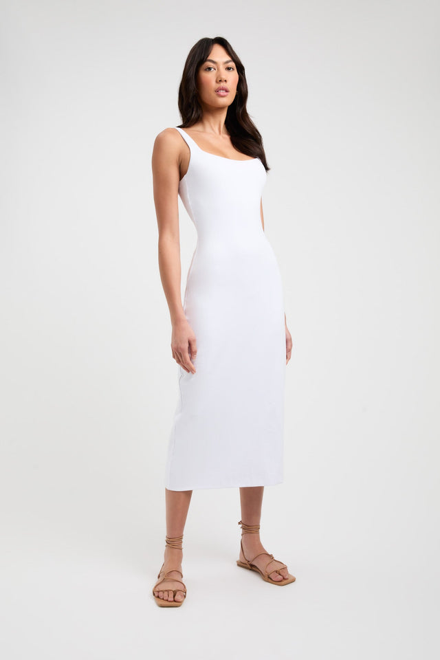 product Marcella Midi Dress Kookai Straight Midi Relaxed Scoopneck white womens-dresses 