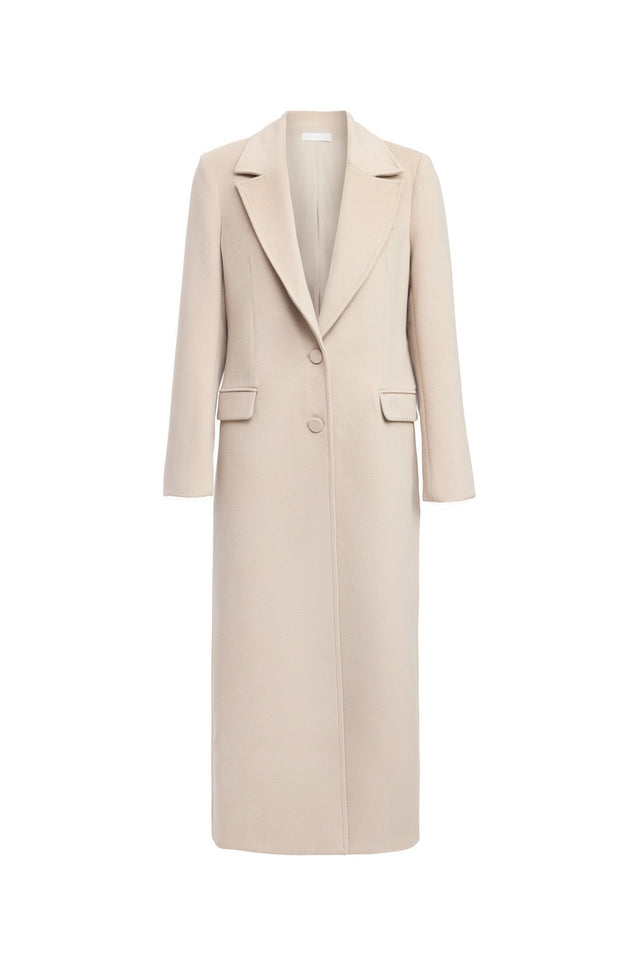 Vienna Core Coat Kookai Long sleeve Overcoat Full length beige womens-coats-and-jackets 