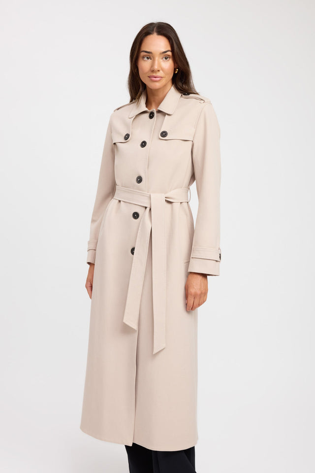 product Berlin Button Trench Kookai Long sleeve Trench-coat Full length beige womens-coats-and-jackets 